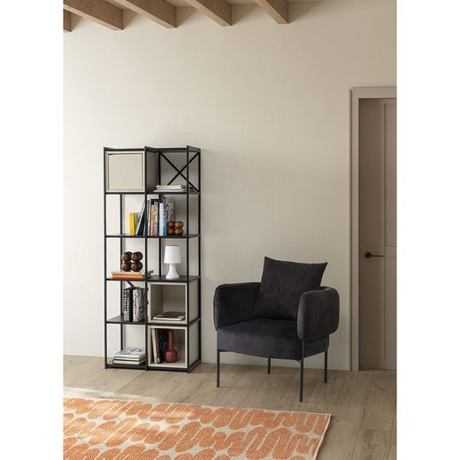 Black fabric armchair, 70 x 61 x 72.5 cm | Aruni