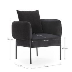 Black fabric armchair, 70 x 61 x 72.5 cm | Aruni
