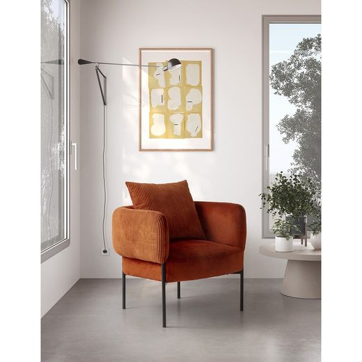 Fabric armchair in tile, 70 x 61 x 72.5 cm | Aruni
