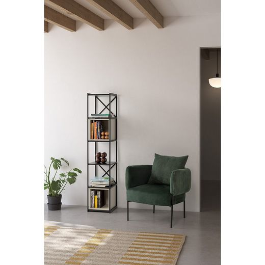 Fabric armchair in green, 70 x 61 x 72.5 cm | Aruni