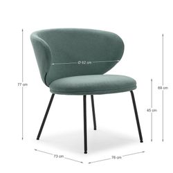 Fabric armchair in green, 76 x 73 x 77 cm | Rush