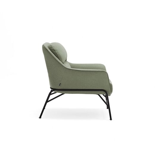 Grayish green fabric armchair, 88 x 84 x 87 cm | Sadira