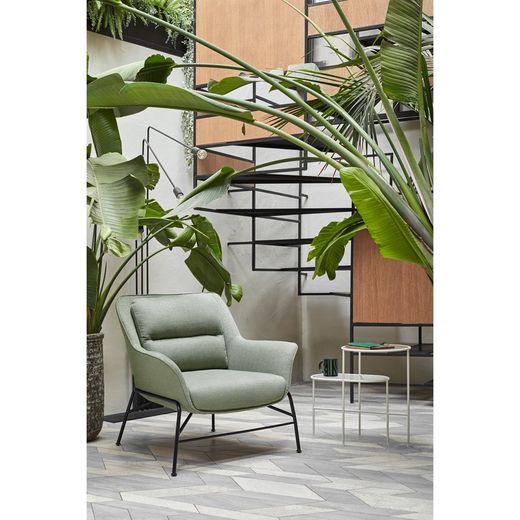 Grayish green fabric armchair, 88 x 84 x 87 cm | Sadira