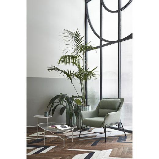 Grayish green fabric armchair, 88 x 84 x 87 cm | Sadira