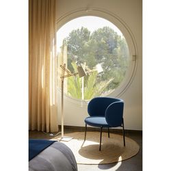 Navy blue fabric and metal armchair, 60 x 65 x 74 cm | Mogi