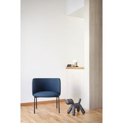 Navy blue fabric and metal armchair, 60 x 65 x 74 cm | Mogi