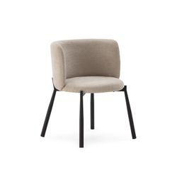 Beige fabric and metal armchair, 58 x 58.5 x 76.5 cm | Ginny