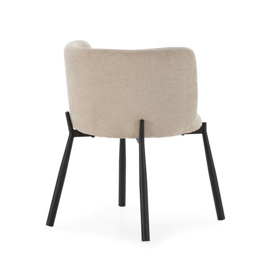 Beige fabric and metal armchair, 58 x 58.5 x 76.5 cm | Ginny
