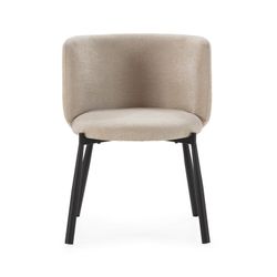 Beige fabric and metal armchair, 58 x 58.5 x 76.5 cm | Ginny