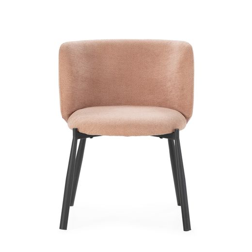 Fauteuil en tissu corail et métal, 58 x 58,5 x 76,5 cm | Ginny