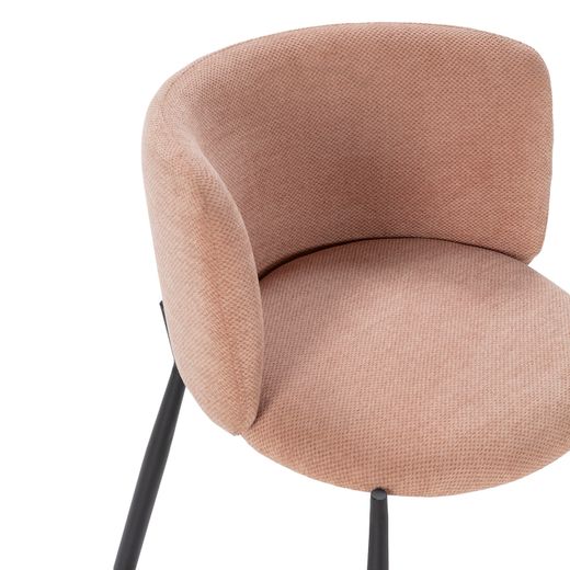 Fauteuil en tissu corail et métal, 58 x 58,5 x 76,5 cm | Ginny