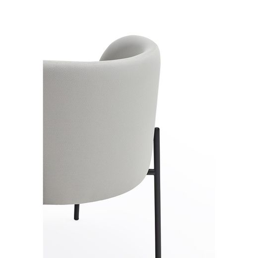Light grey fabric and metal armchair, 65 x 60 x 74 cm | Mogi