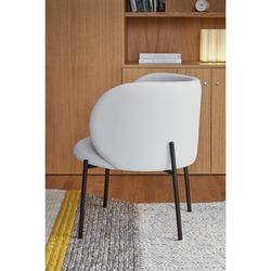 Light grey fabric and metal armchair, 65 x 60 x 74 cm | Mogi