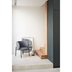 Dark grey fabric and metal armchair, 65 x 60 x 74 cm | Mogi