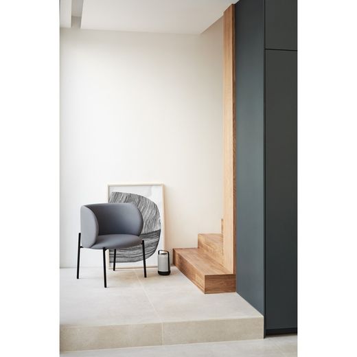 Dark grey fabric and metal armchair, 65 x 60 x 74 cm | Mogi