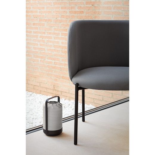 Dark grey fabric and metal armchair, 65 x 60 x 74 cm | Mogi