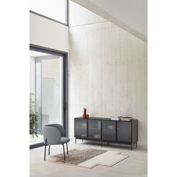 Dark grey fabric and metal armchair, 65 x 60 x 74 cm | Mogi