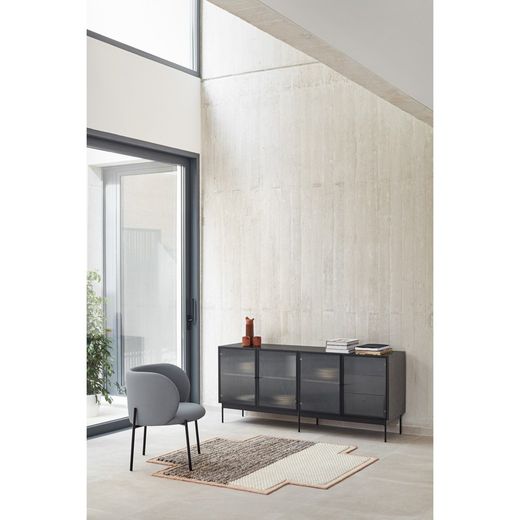 Dark grey fabric and metal armchair, 65 x 60 x 74 cm | Mogi