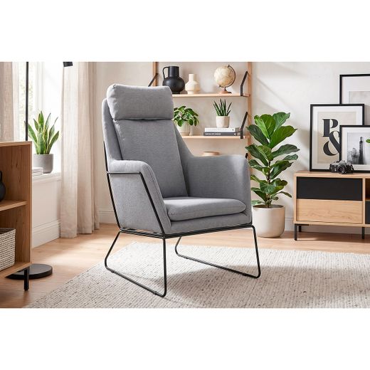 Butaca de tejido y metal en gris y negro, 72 x 90 x 107 cm | Sintra