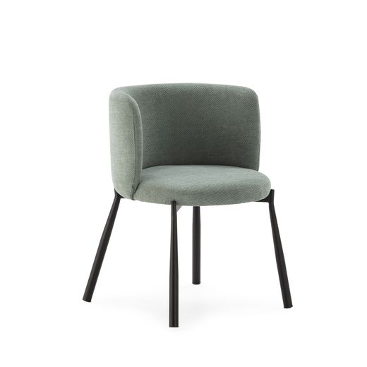 Butaca de tejido y metal en verde, 58 x 58,5 x 76,5 cm | Ginny
