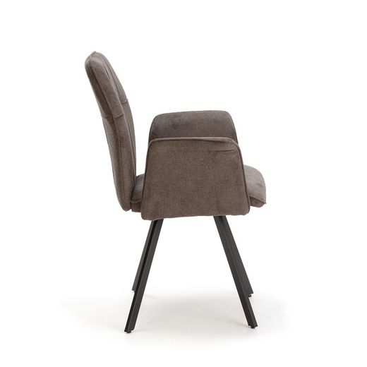 Fabric and metal armchair in gray and black, 62 x 60 x 89 cm | Mary