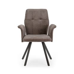 Fabric and metal armchair in gray and black, 62 x 60 x 89 cm | Mary