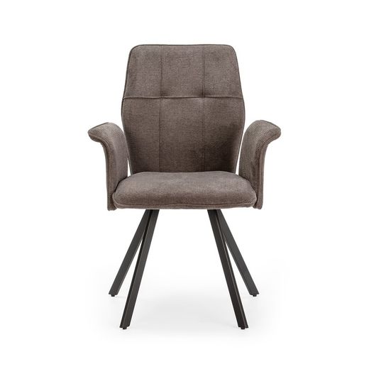 Fabric and metal armchair in gray and black, 62 x 60 x 89 cm | Mary