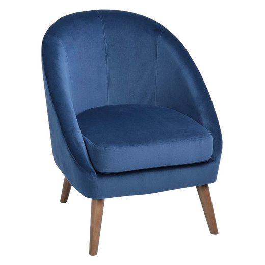 Blue velvet armchair, 60x60x75 cm