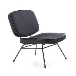 Velvet and black iron armchair, 86 x 70 x 70 cm