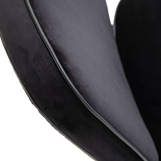 Velvet and black iron armchair, 86 x 70 x 70 cm