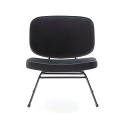 Velvet and black iron armchair, 86 x 70 x 70 cm