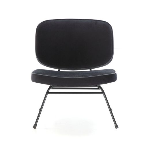 Velvet and black iron armchair, 86 x 70 x 70 cm