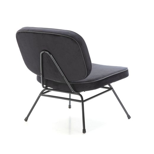 Velvet and black iron armchair, 86 x 70 x 70 cm