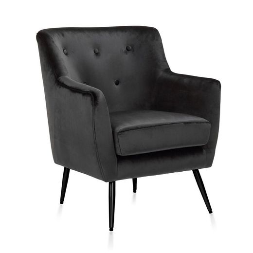Butaca de Terciopelo y Metal Vito Gris Marengo/Negro 67x71x80cm