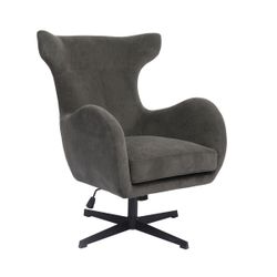 Butaca giratoria de tejido y metal en gris, 77,5 x 85,5 x 100 cm | Munich