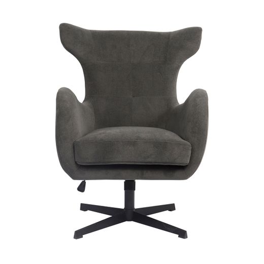 Butaca giratoria de tejido y metal en gris, 77,5 x 85,5 x 100 cm | Munich