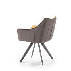 Butaca Giratoria Tapizada Amarillo y Gris con Patas de Metal 62x53x49/64/87 cm