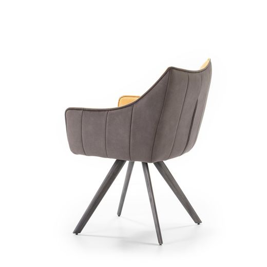 Butaca Giratoria Tapizada Amarillo y Gris con Patas de Metal 62x53x49/64/87 cm