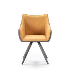 Butaca Giratoria Tapizada Amarillo y Gris con Patas de Metal 62x53x49/64/87 cm