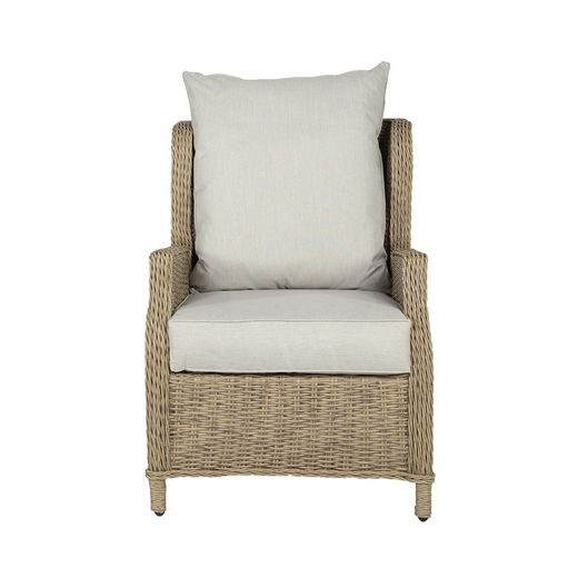 Relaxsessel aus Aluminium und synthetischem Rattan in Natur, 68 x 87 x 111 cm | Oregon