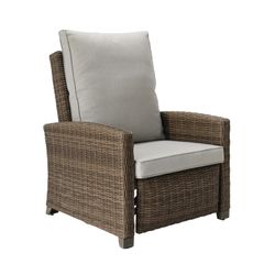 Outdoor relax armchair in aluminum and synthetic rattan in brown, 92 x 78 x 108 cm | Brent