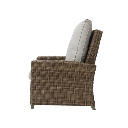 Outdoor relax armchair in aluminum and synthetic rattan in brown, 92 x 78 x 108 cm | Brent