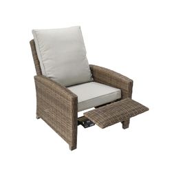 Outdoor relax armchair in aluminum and synthetic rattan in brown, 92 x 78 x 108 cm | Brent
