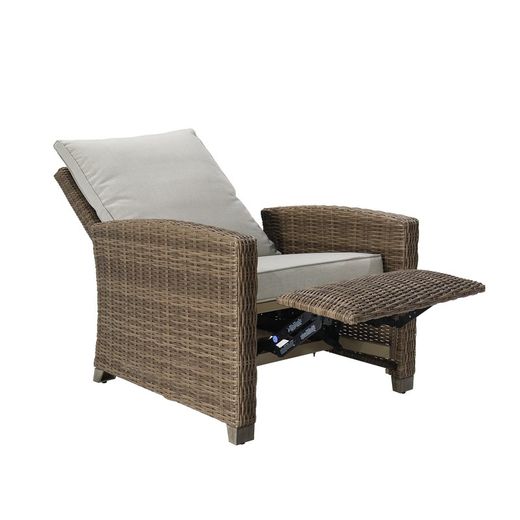 Outdoor relax armchair in aluminum and synthetic rattan in brown, 92 x 78 x 108 cm | Brent