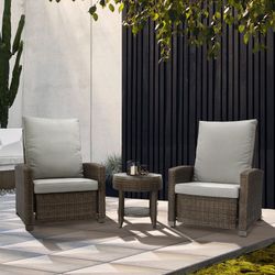 Outdoor relax armchair in aluminum and synthetic rattan in brown, 92 x 78 x 108 cm | Brent