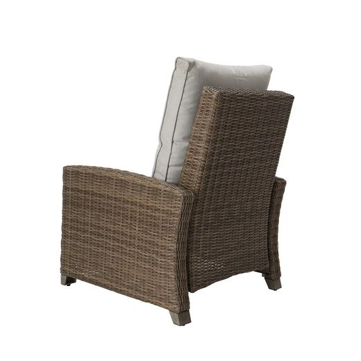 Outdoor relax armchair in aluminum and synthetic rattan in brown, 92 x 78 x 108 cm | Brent