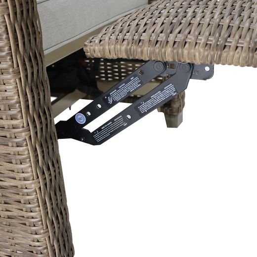 Outdoor relax armchair in aluminum and synthetic rattan in brown, 92 x 78 x 108 cm | Brent