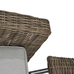 Outdoor relax armchair in aluminum and synthetic rattan in brown, 92 x 78 x 108 cm | Brent