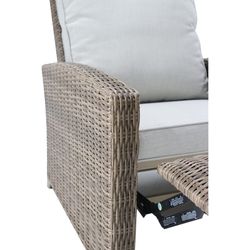 Outdoor relax armchair in aluminum and synthetic rattan in brown, 92 x 78 x 108 cm | Brent
