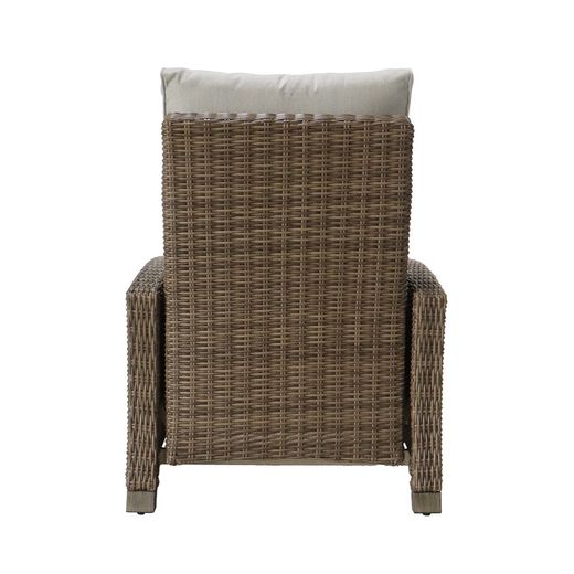 Outdoor relax armchair in aluminum and synthetic rattan in brown, 92 x 78 x 108 cm | Brent